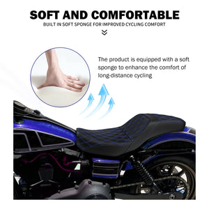 Selle biplace en cuir noir pour Harley-Davidson Dyna - vue 4