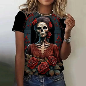 T-shirt Femme Crâne Rose Vintage Oversize - vue 5