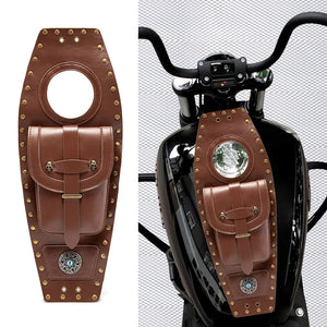 Sacoche de réservoir vintage noire sur une moto cruiser - vue 8
