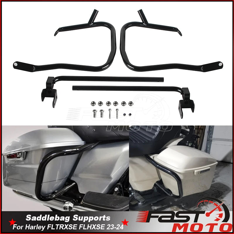 Arceau de garde noir brillant sur la sacoche d'une Harley-Davidson CVO Road Glide - vue 2