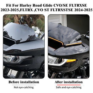 Clignotant LED latéral fixé au pare-brise d'une Harley-Davidson Road Glide - vue 2