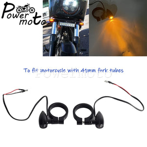 Clignotants LED de fourche 41 mm pour Harley - vue 3