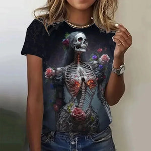 T-shirt Femme Crâne Rose Vintage Oversize - vue 21