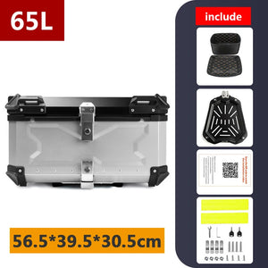 Top case moto en aluminium noir avec serrure, fixé sur un porte-bagages arrière - vue 8