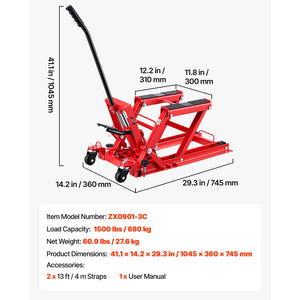 Cric hydraulique de moto SucceBuy 1100/1500 lbs, commande au pied, 4/6 roues – photo 7/8