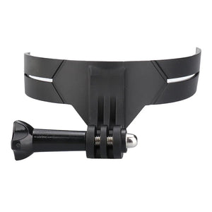 Support de menton noir collé sur un casque de moto - vue 3