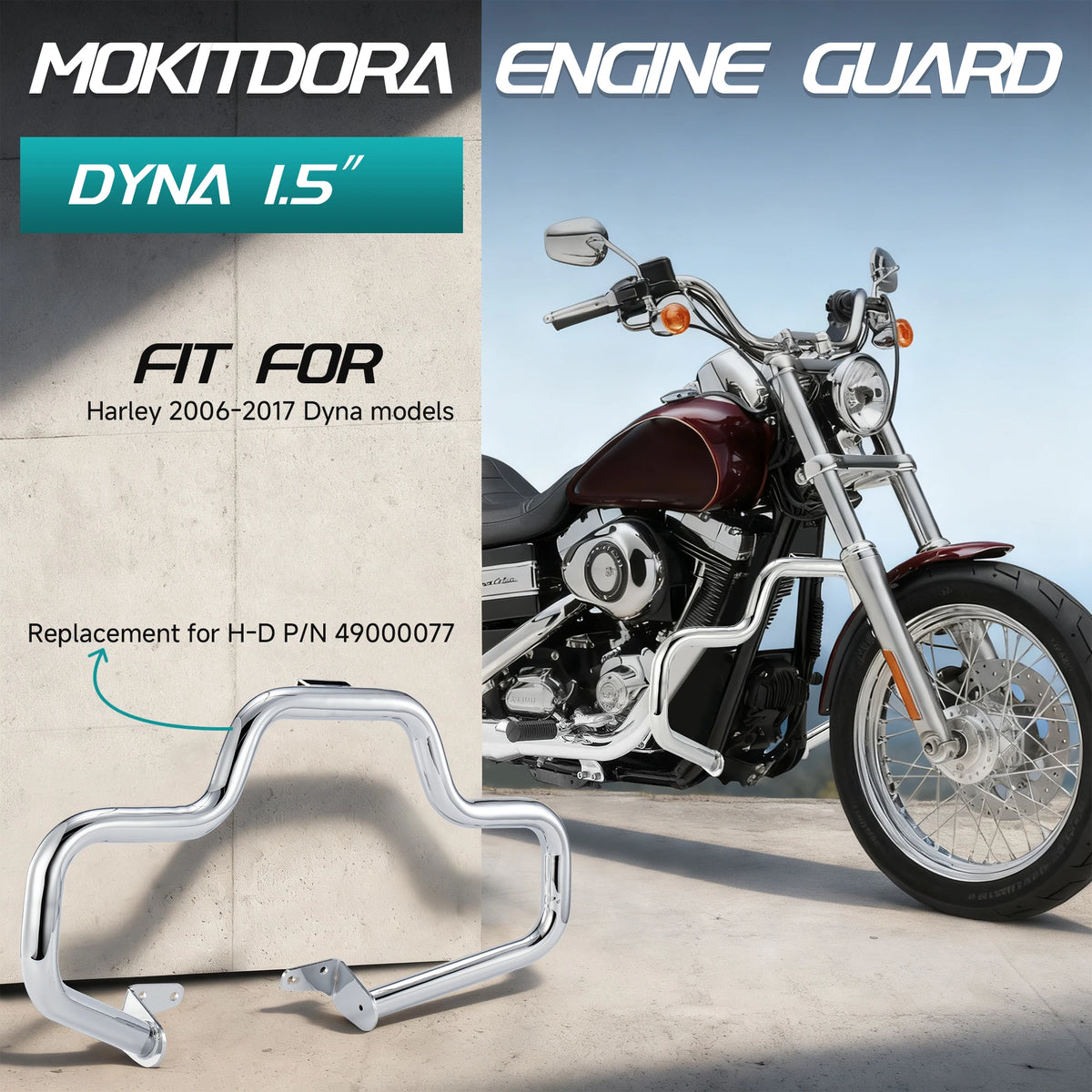 Barre de Protection Moteur 1.5" (Crash Bar) - Harley-Davidson Dyna 2006-2017 – photo 2/7