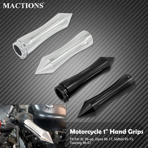 Poignées de guidon pointues 25mm (1 pouce), Chrome ou Noir - Harley-Davidson Sportster, Touring, Softail, Dyna, VRSC – photo 1/8