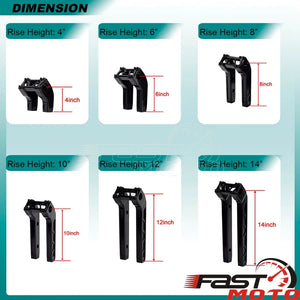 Risers de guidon noirs en aluminium pour moto Harley-Davidson - vue 3