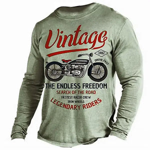 T-shirt Manches Longues Homme Imprimé Moto 3D Oversize - vue 1