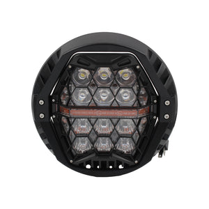 Phare LED rond noir 7 pouces monté sur une Harley-Davidson Dyna - vue 7