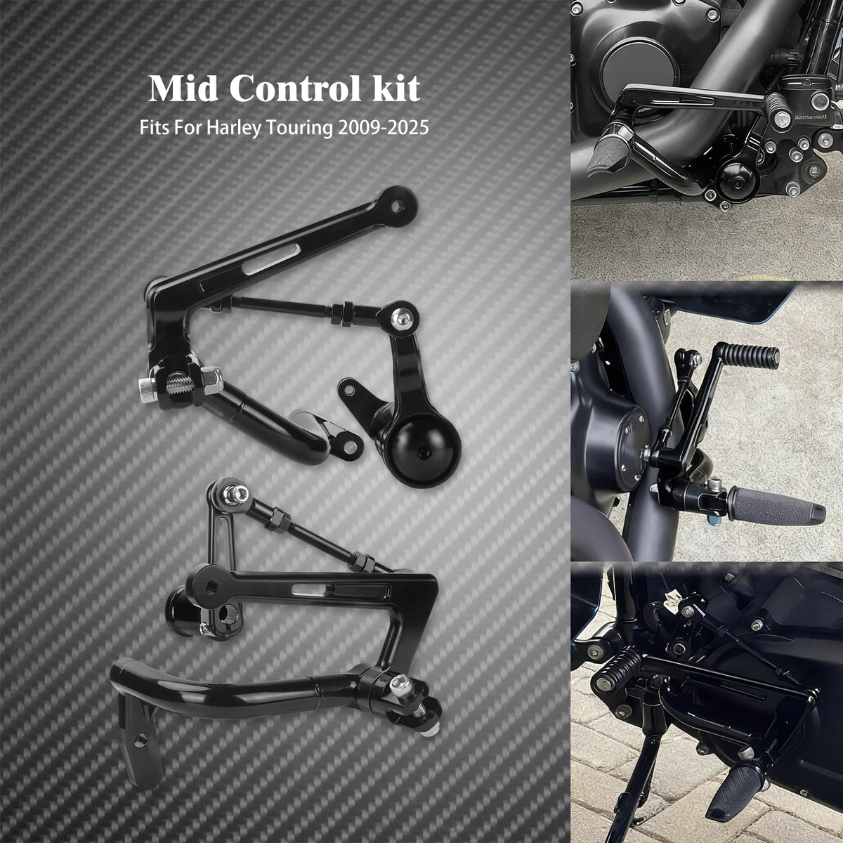Kit Commandes Centrales avec Tringlerie de Frein/Sélecteur en Aluminium - Harley-Davidson Touring 2009-2025 – photo 2/7