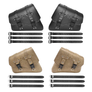 Sacoche latérale en cuir PU noir pour bras oscillant de moto custom - vue 2