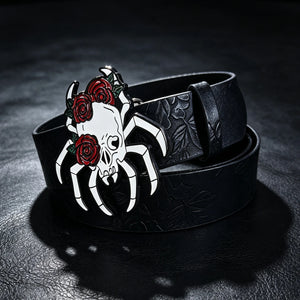 Ceinture gothique noire à boucle lion araignée et serpent - vue 5