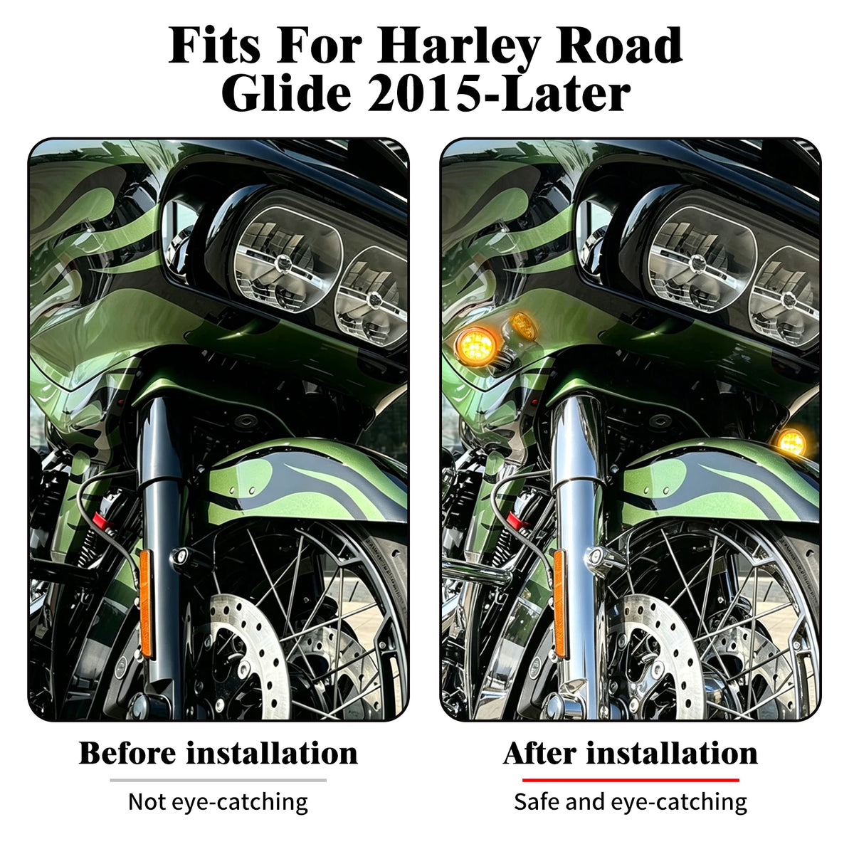 Clignotant avant LED chromé pour Harley-Davidson Touring Road Glide - vue 2