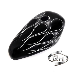 Coque de réservoir d'huile motif flammes pour moto Harley - vue 3
