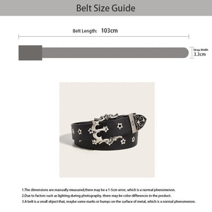 Ceinture noire cloutée motif étoiles style punk - vue 5