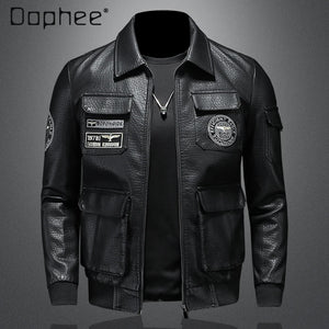 Blouson moto homme simili cuir vintage noir - vue - vue 1