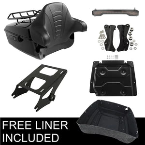 Malle top case noire avec dossier passager montée sur une Harley-Davidson Touring - vue 8