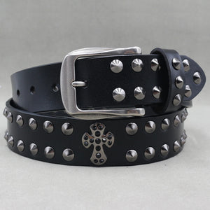 Ceinture en cuir véritable cloutée style rock - vue 16