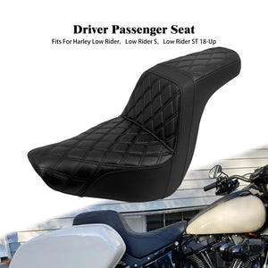 Selle biplace noire en cuir microfibre pour Harley-Davidson Softail - vue 11