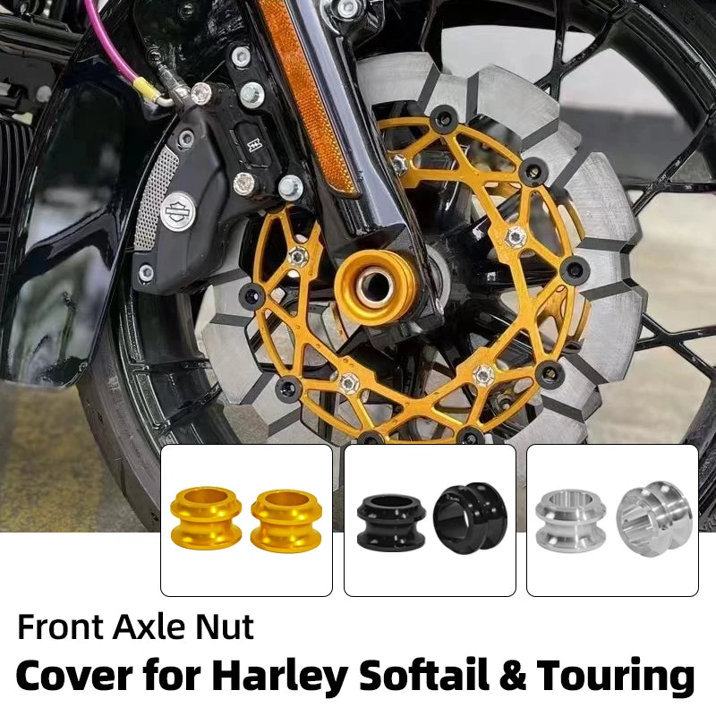 Cache d'Écrou d'Axe de Roue Avant Coloré Aluminium - Harley-Davidson Touring & Softail – photo 1/13
