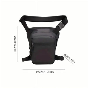 Sac de cuisse moto noir porté en bandoulière - vue de face - vue 2
