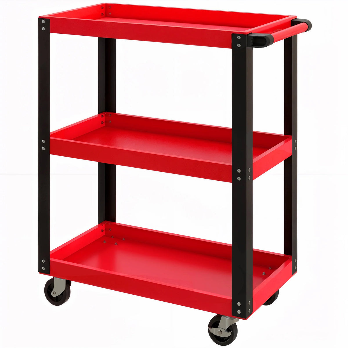 Chariot d'atelier 3 niveaux, capacité 120 kg, 4 roulettes dont 2 avec freins – photo 2/9