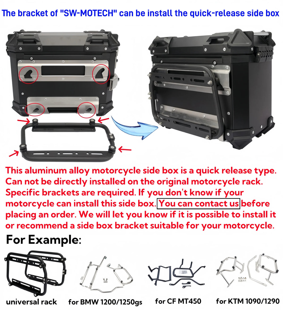 Top case aluminium noir blindé monté sur le porte-bagages d'une moto - vue 3