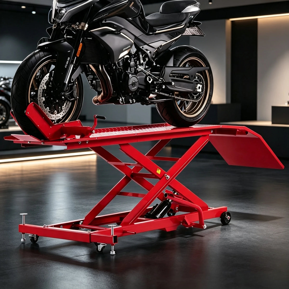 Cric de moto hydraulique 453,6 kg, table élévatrice mobile à 360° pour quad et ATV – photo 1/7