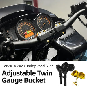 Coque de Compteurs Double CNC pour Harley Road Glide 2014-2023 – photo 1/24