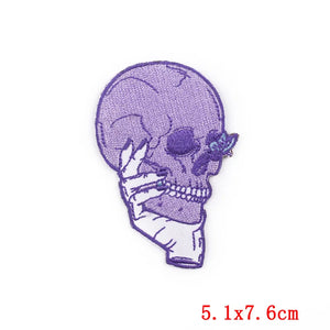 Écusson patch tête de mort et rose style biker - vue 41