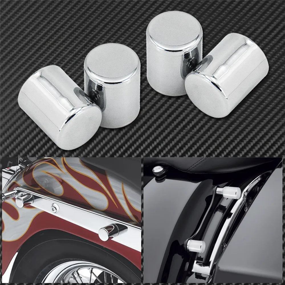 Lot de 4 caches de points d'ancrage (docking hardware) chromés - Harley Touring, Dyna, Softail, Sportster XL – photo 7/7