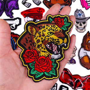 Écusson patch tête de mort et rose style biker - vue 3