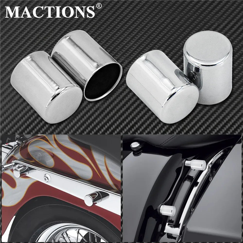 Lot de 4 caches de points d'ancrage (docking hardware) chromés - Harley Touring, Dyna, Softail, Sportster XL – photo 1/7