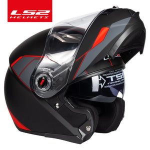 Casque moto modulable LS2 noir avec mentonnière relevée - vue de profil - vue 2