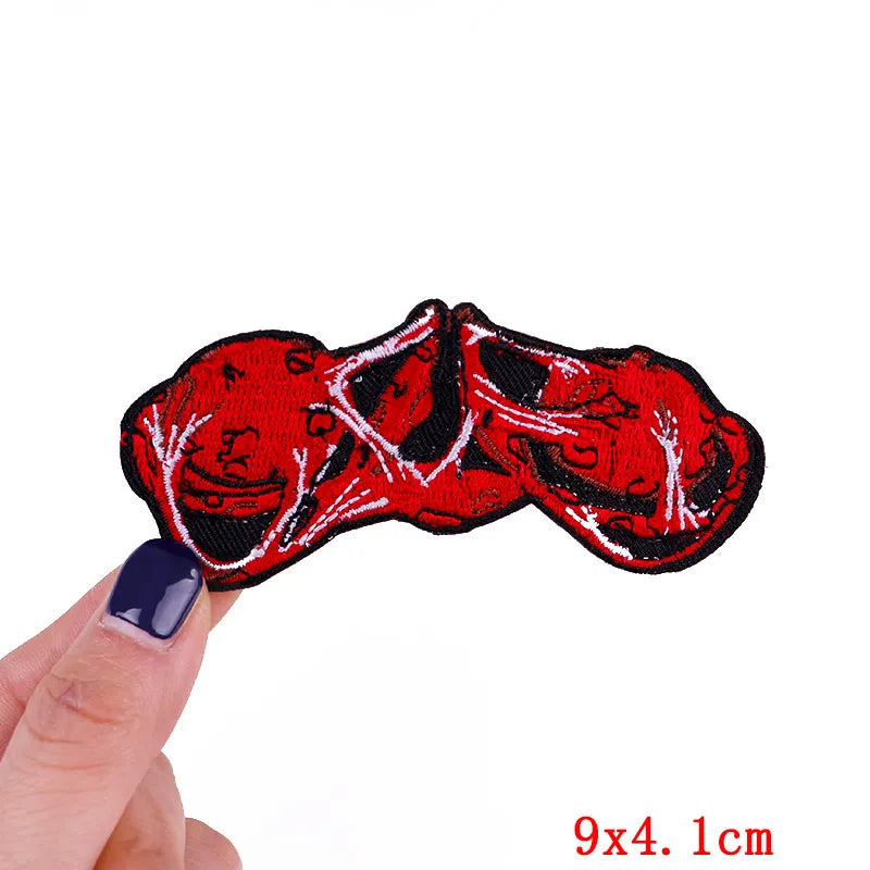 Écusson patch tête de mort et rose style biker - vue 25