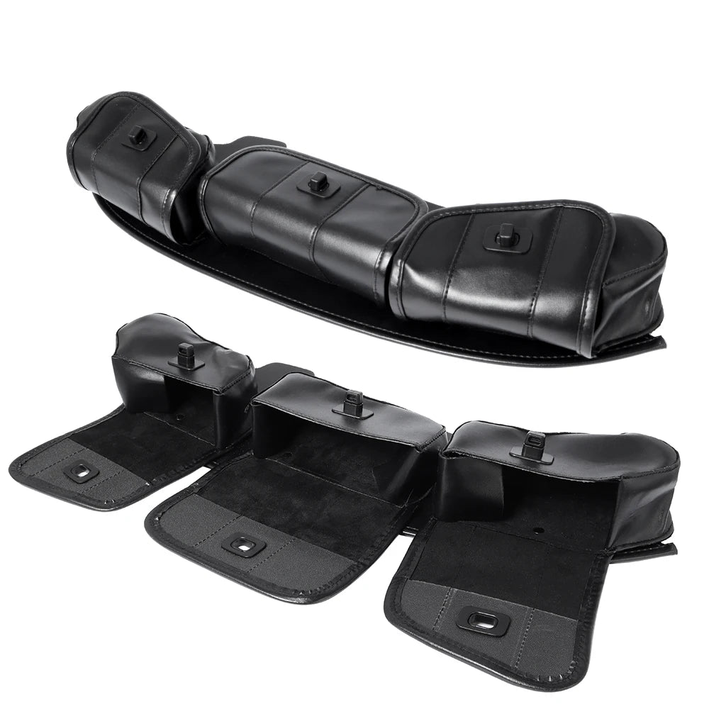Sacoche de Pare-Brise Noire 3 Poches en Cuir PU pour Harley Electra Street Glide Touring 1996-2013 - vue 2