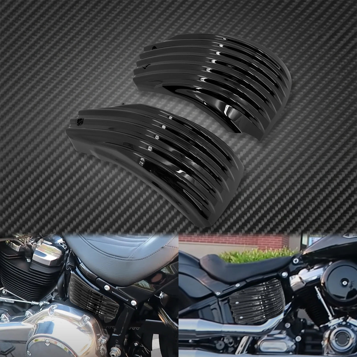 Caches latéraux de batterie ABS noir/chrome pour Harley-Davidson Softail Fat Bob, Breakout, Low Rider FXLR, FLSB 2018-2021 – photo 8/8