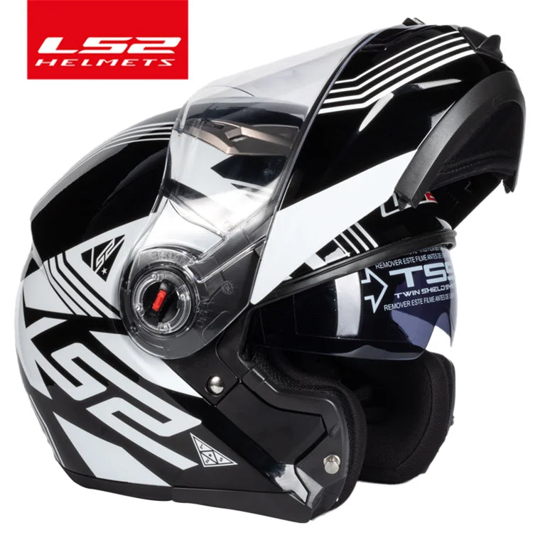 Casque moto modulable LS2 noir avec mentonnière relevée - vue de profil - vue 18