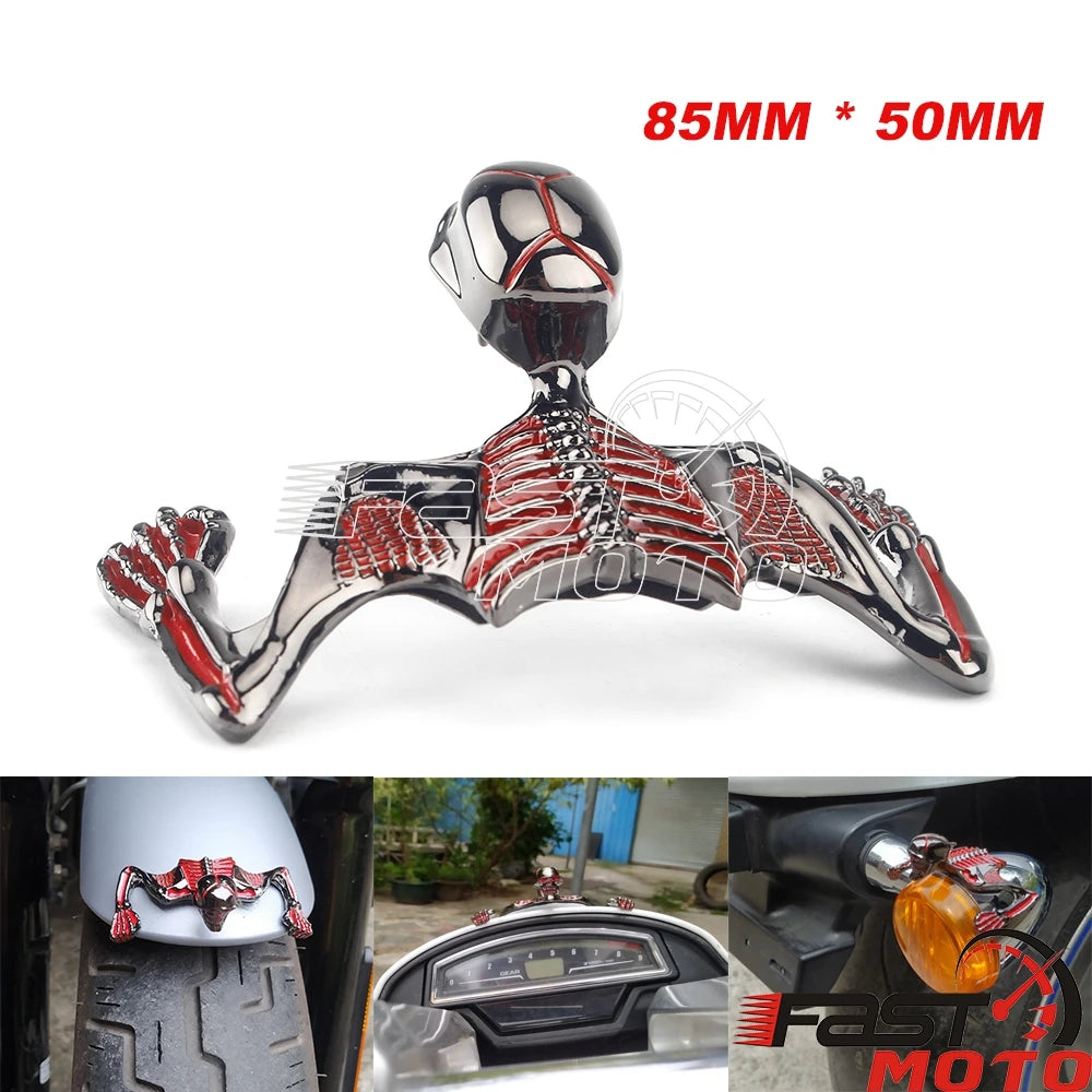Ornement crâne squelette chromé pour phare ou garde-boue moto - vue 9