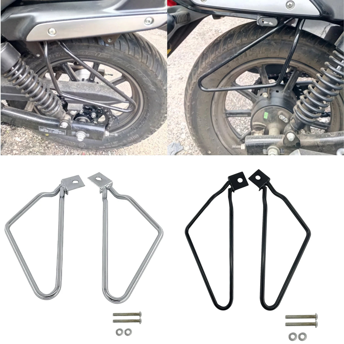 Supports de Sacoches en Acier Inoxydable pour Harley Sportster 883/Dyna Fat Bob - vue 1