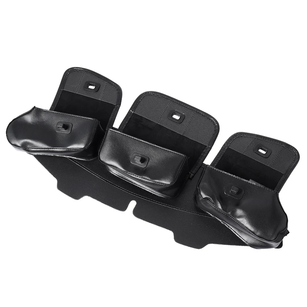Sacoche de Pare-Brise Noire 3 Poches en Cuir PU pour Harley Electra Street Glide Touring 1996-2013 - vue 7