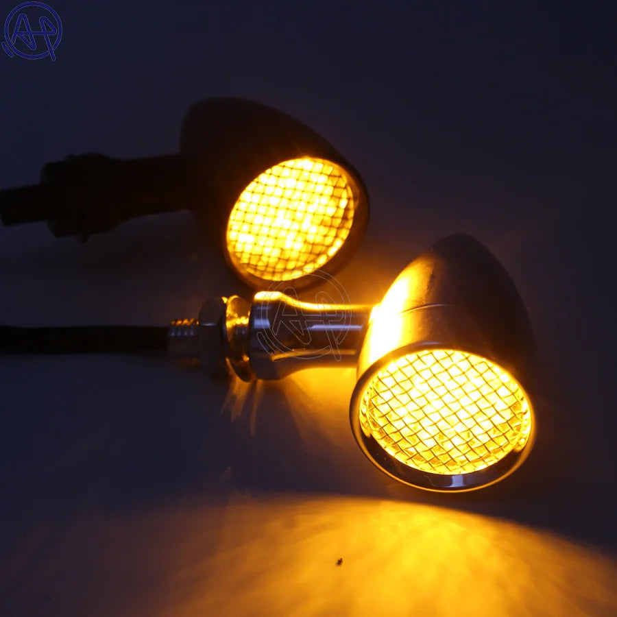 Clignotants LED bullet à grille pour Harley chopper bobber - vue 5