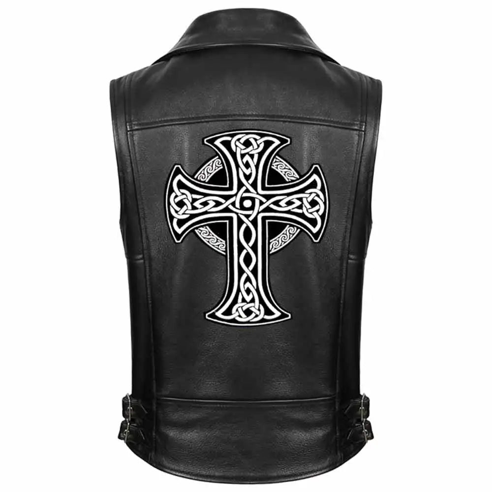 Grand écusson croix brodé thermocollant style biker punk - vue 6