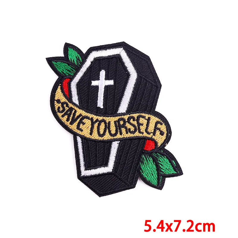 Écusson patch tête de mort et rose style biker - vue 14