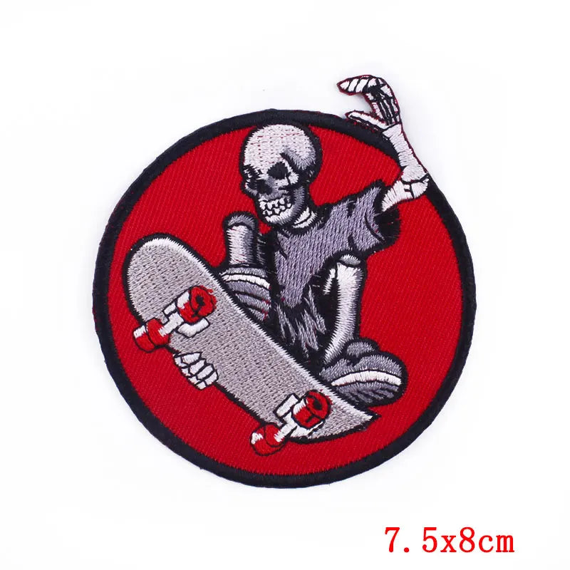 Écusson patch tête de mort et rose style biker - vue 12