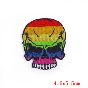 Écusson patch tête de mort et rose style biker - vue 30