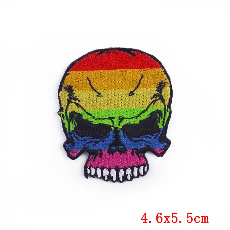 Écusson patch tête de mort et rose style biker - vue 30