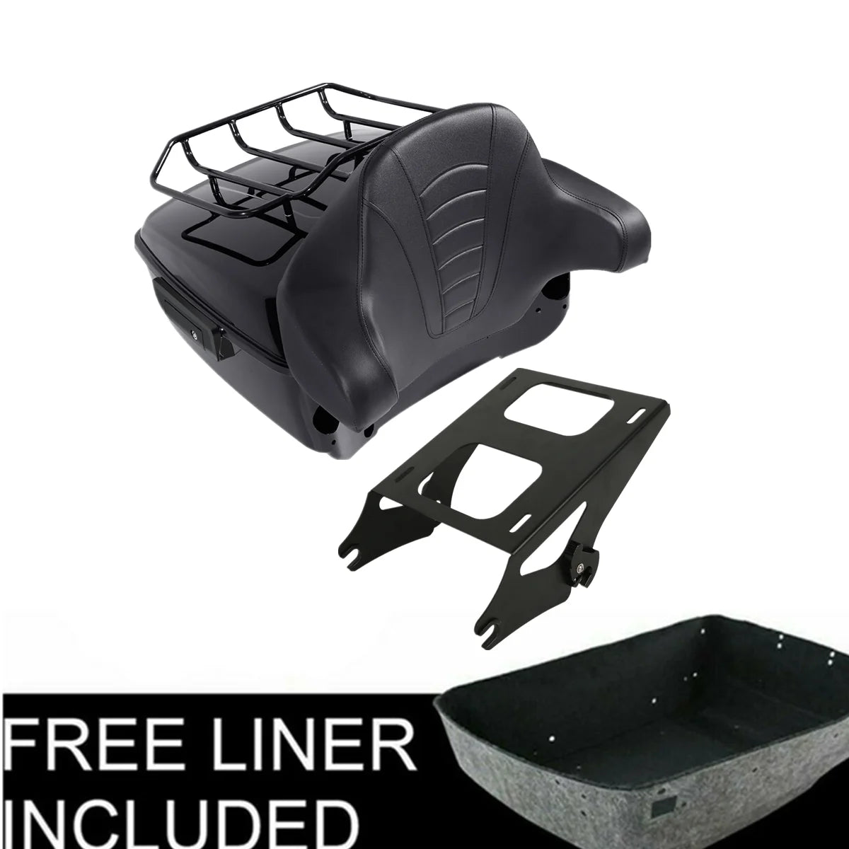 Malle top case noire avec dossier passager montée sur une Harley-Davidson Touring - vue 9